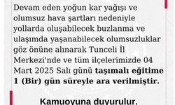 Tunceli’de eğitime 1 gün ara verildi