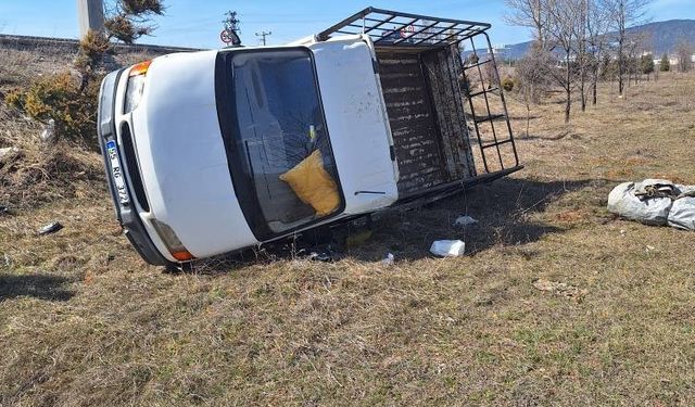 Yoldan çıkan kamyonet tarlaya uçtu: 2 yaralı